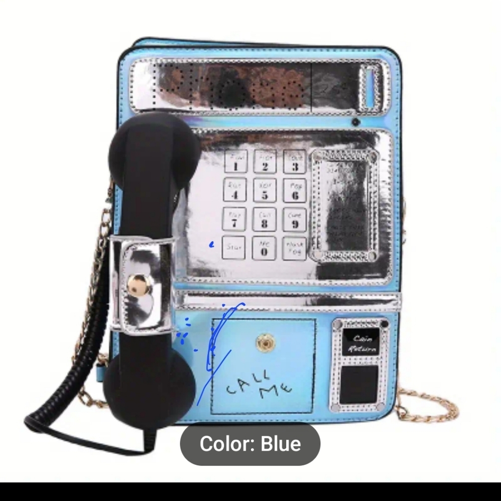 NEW Telephone Classic Glitter Shoulder Bag Stylish Chain Crossbody - Picture 8 of 8